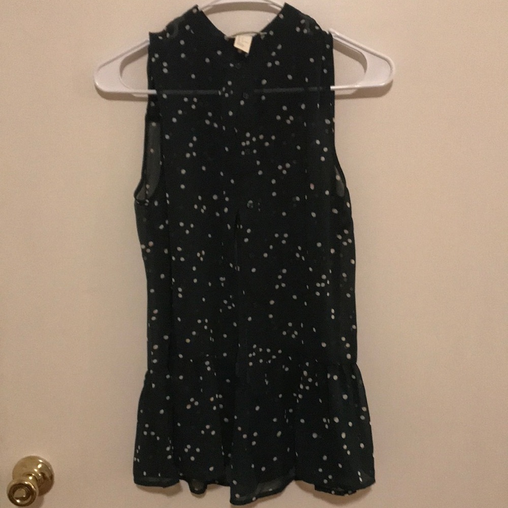 H&M peplum green sleeveless blouse